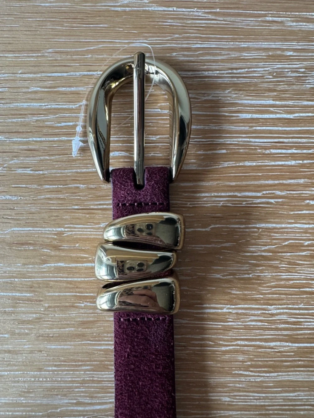 NWOT! MADEWELL Women’s Triple Metal Keeper Belt Dark Red Suede Gold Size Small - Picture 2 of 16